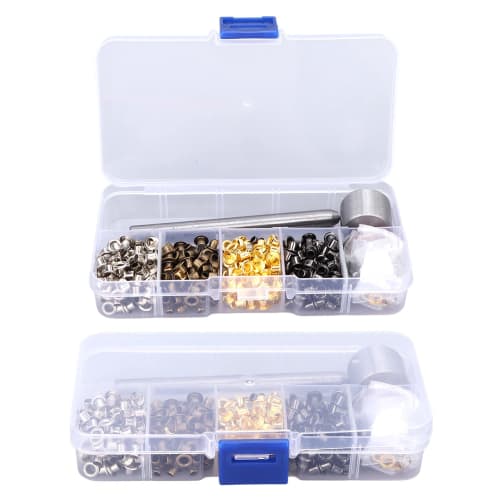 400-Piece 3mm Plated Copper Metal Grommet Kit with Storage Box for Clothing Repair