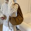 Korean-Style Suede Shoulder Bag: Solid Color, Large Capacity Underarm Dumpling Design