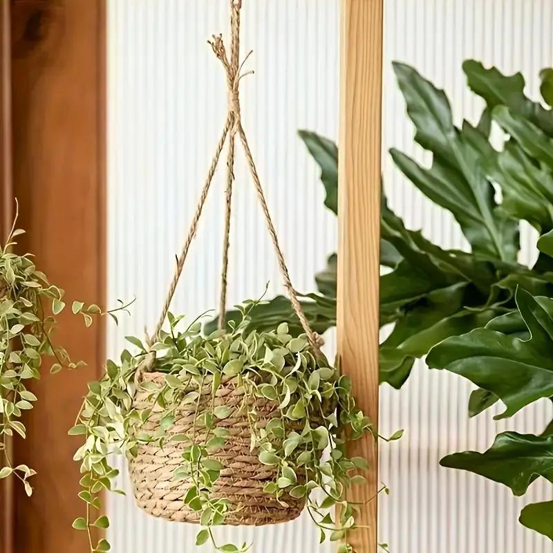 Garden Hanging Planter Macrame Plant Storage Basket Jute Rope Handicraft Woven Indoor Outdoor Flower Pot Holder Plant Home Decor
