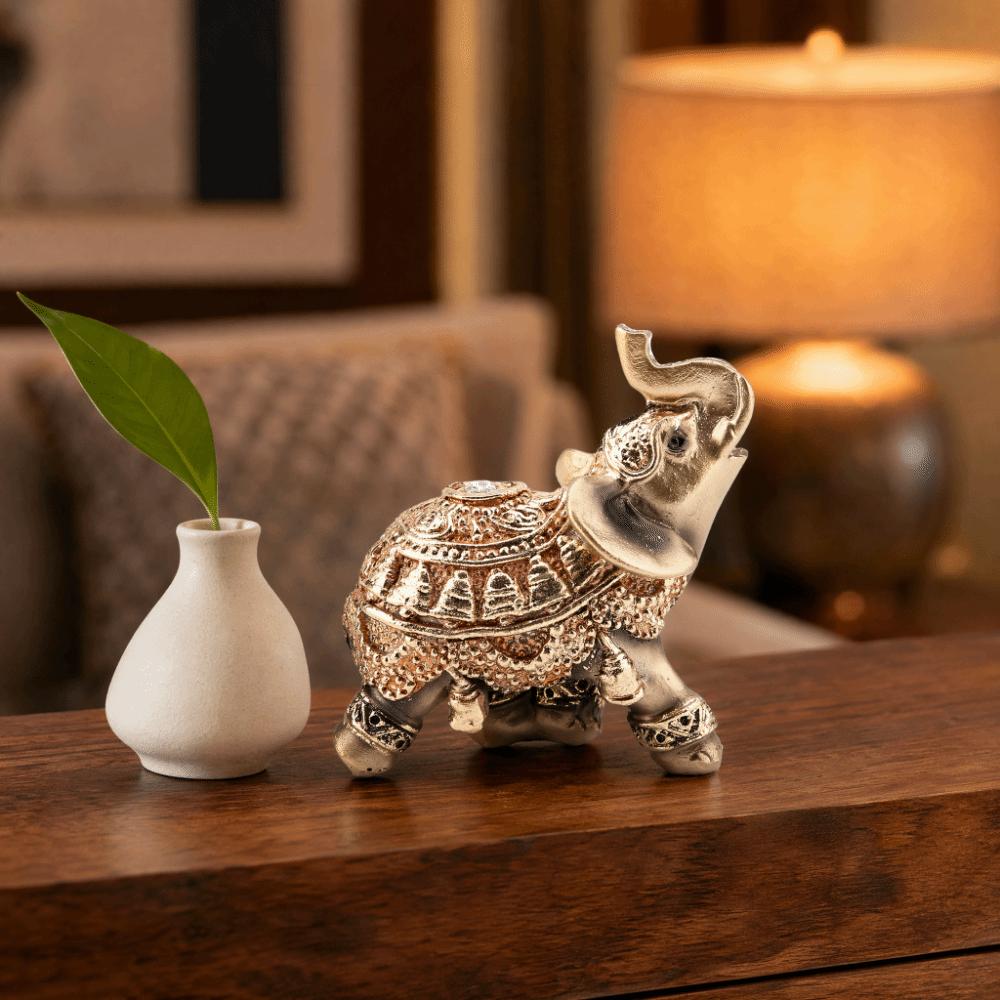 Resin Golden Elephant Figurine Gold Lucky Elephant Decoration  Reception Decoration