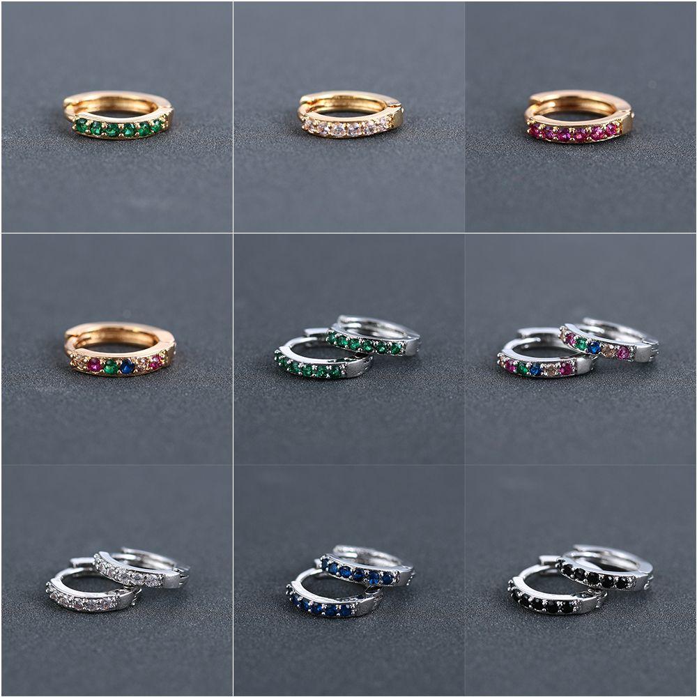 Tragus Huggie Hoop Earring Cubic Zirconia CZ Ear Piercing Colorful CZ Earrings Zircon Ear Stud