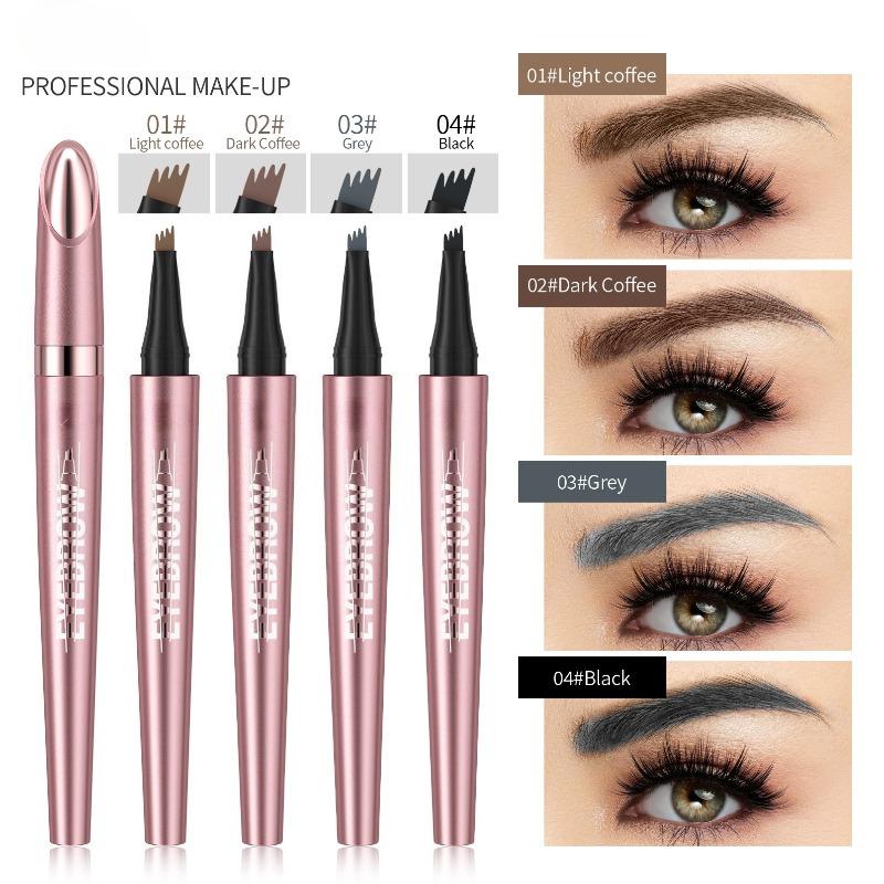 Four-pronged Liquid Eyebrow Pencil Four-tip Forked Liquid Eyebrow Pencil Four-prong Waterproof Sweat-proof and Less Likely To Smudge Eyebrow Pencil