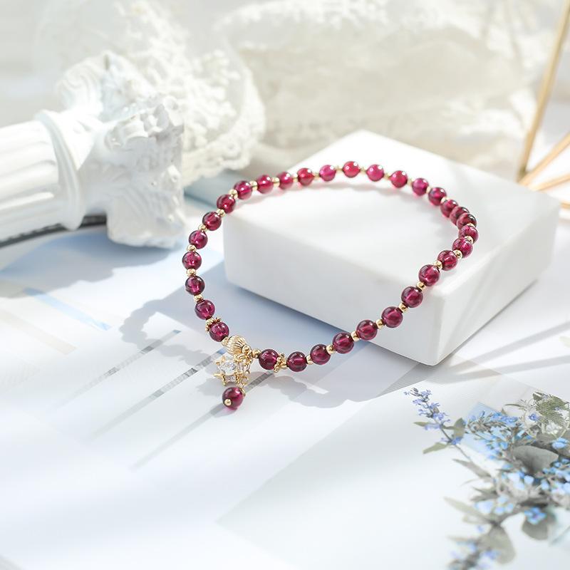 Natural Crystal Garnet Bracelet Accessories Diamond Star Bracelet Accessories Bracelet Finished Products 13-14cm