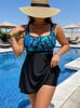 Tankini Banana Leaf Plus Size: Stroje kąpielowe dwuczęściowe ze spódniczką kąpielową dla kobiet