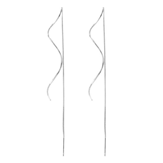 1 Pair S-shaped Tassel Earrings Wavy Curve Design Long Earrings