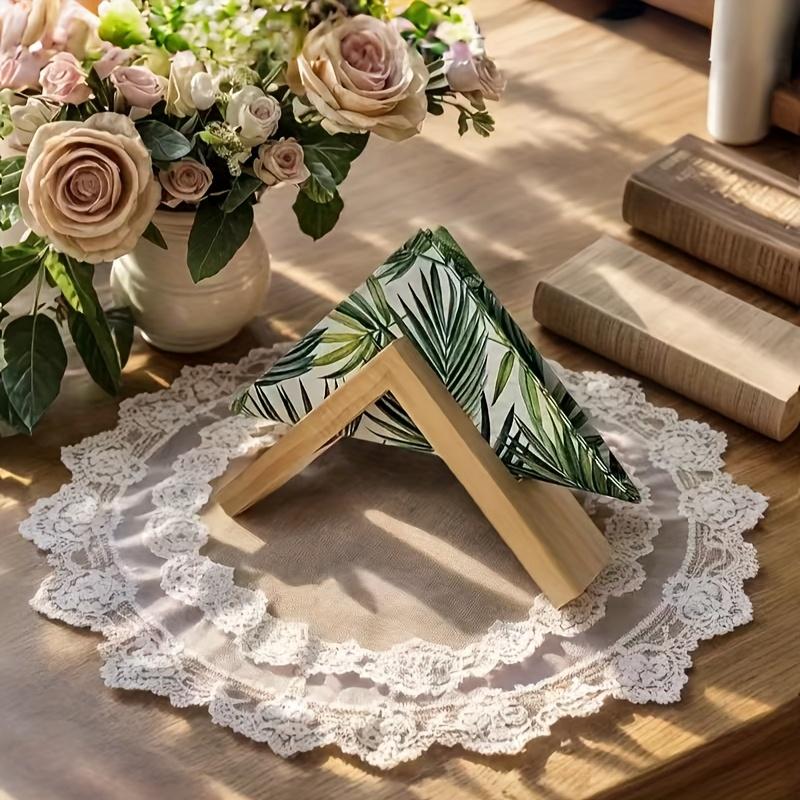 1pc Elegant Nordic-Style Solid Wood Napkin&Paper Towel Holder-Triangular Tabletop Organizer with Natural Finish,Perfect for Home