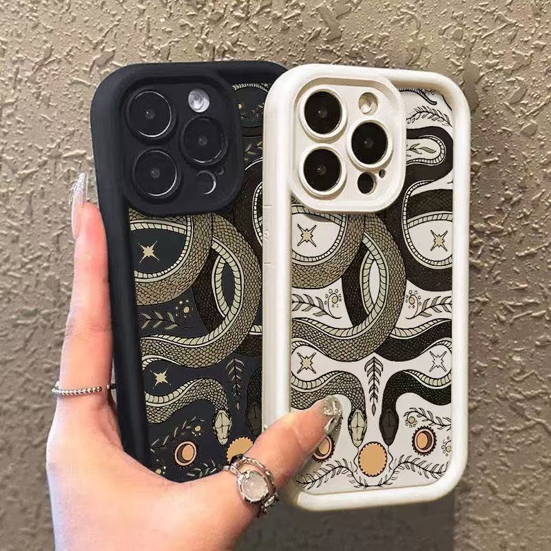 Double snake playing beads are suitable for iphone15pro mobile phone case Apple 16 anti-drop 14 personality 13promax new 12x