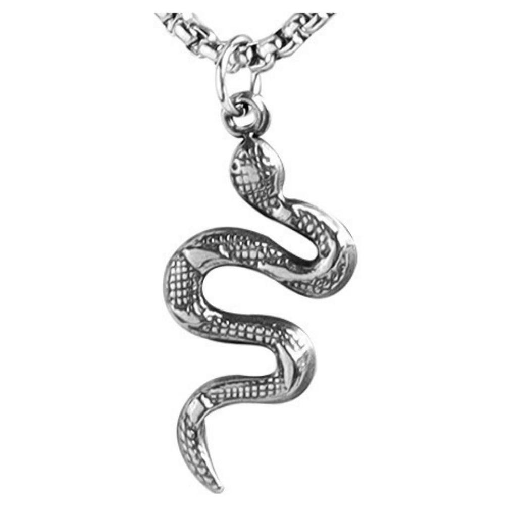 of Rattlesnake Metal Necklace with 45cm Chain 5cm Poisonous Snake Amulet for Protection from Misfortune in the Year of the Snake [Magic Sedona] +