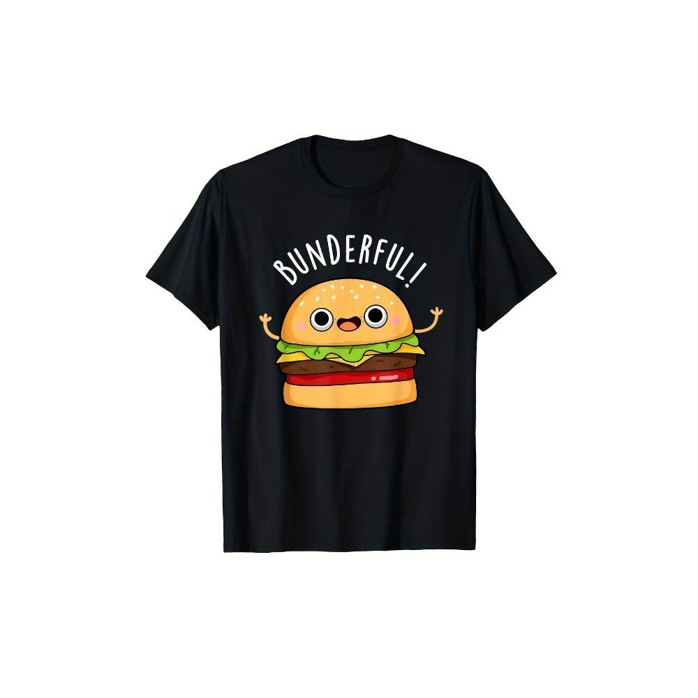 

Fun Burger Printed Womens Tshirt Smile Burger Daily Casual Short Sleeve Round Neck Womens Tshirt S
