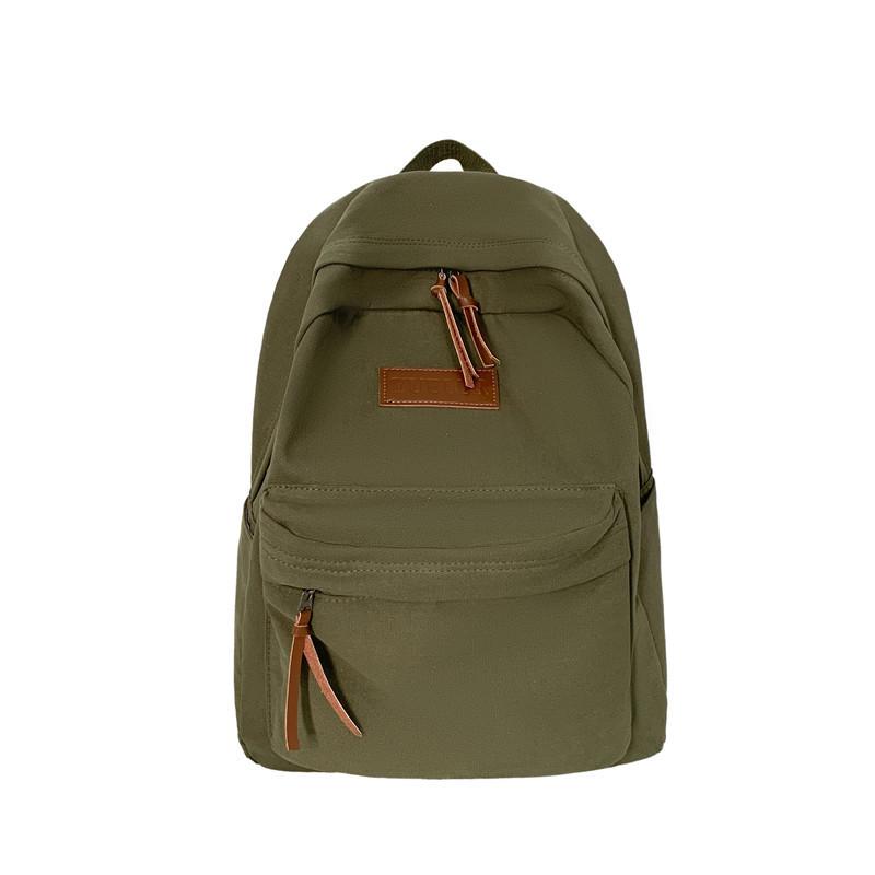 Simple Color Solid Letter Decoration Student Leisure Backpack For School