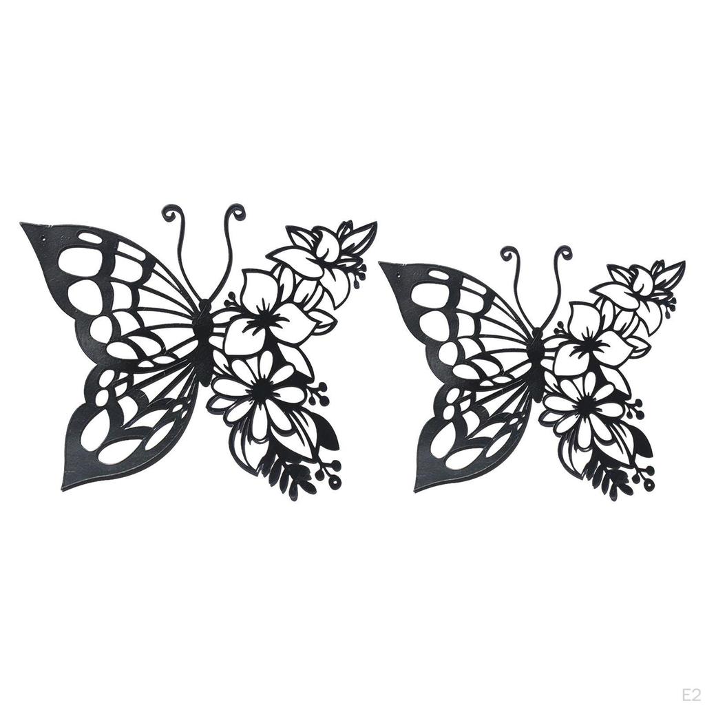 Butterflies Wall Art Figurines Silhouette Wrought Iron Ornaments Hanging Office Garden Bedroom
