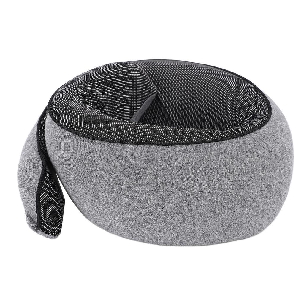 Neck Pillow Foldable Breathable Polyester Fiber Portable Memory Foam Travel Neck Pillow Gray