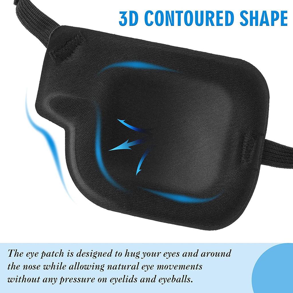 Adjustable 3D Black Eye Mask for Amblyopia - Single Eye Cover with Buckle for Left or Right Eye Protection