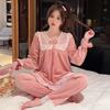 Autumn/Winter Women's Lace Velvet Pajama Set - Long-Sleeved, Soft, Warm, Princess Style