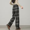 TonLion Women's Plaid Fleece-Lined Casual Trousers