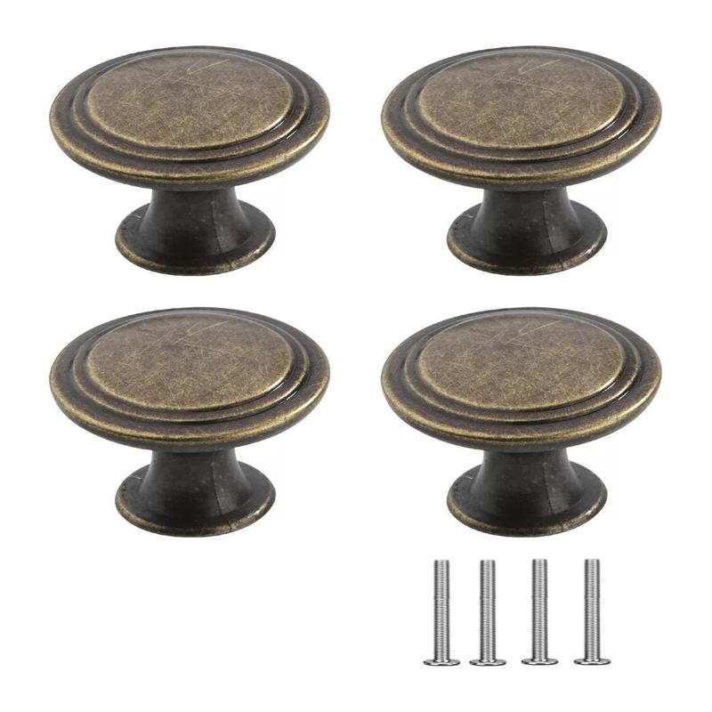 4Pcs Vintage Drawer Knobs Metal Cupboard Handles Set with Screws 3cm Cabinet Door Knobs Cupboard Cabinet Furniture Drawer Knobs