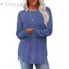 JPNTKY Women's Fashion Casual Solid Color Print Long Sleeve O Neck Blouses & Shirts