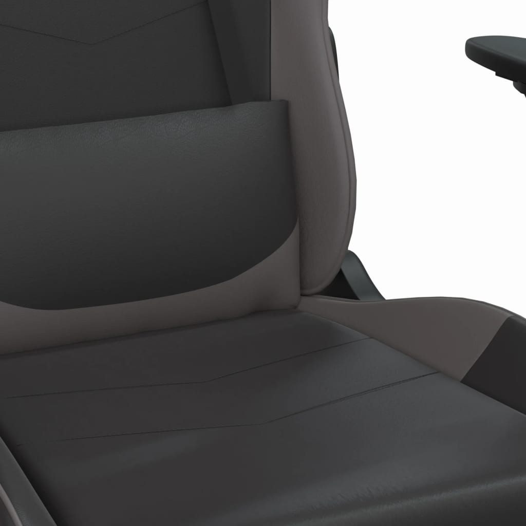 Gaming Chair with Massage Function Black and Gray Faux Leather