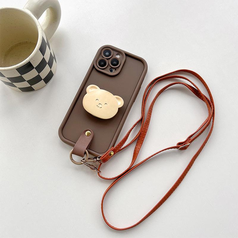 Metal Bear Airbag Holder, Mobile Phone Case Iphone15Promax Portable Rope, Suitable For Apple 14 Diagonal Span Rope 16.