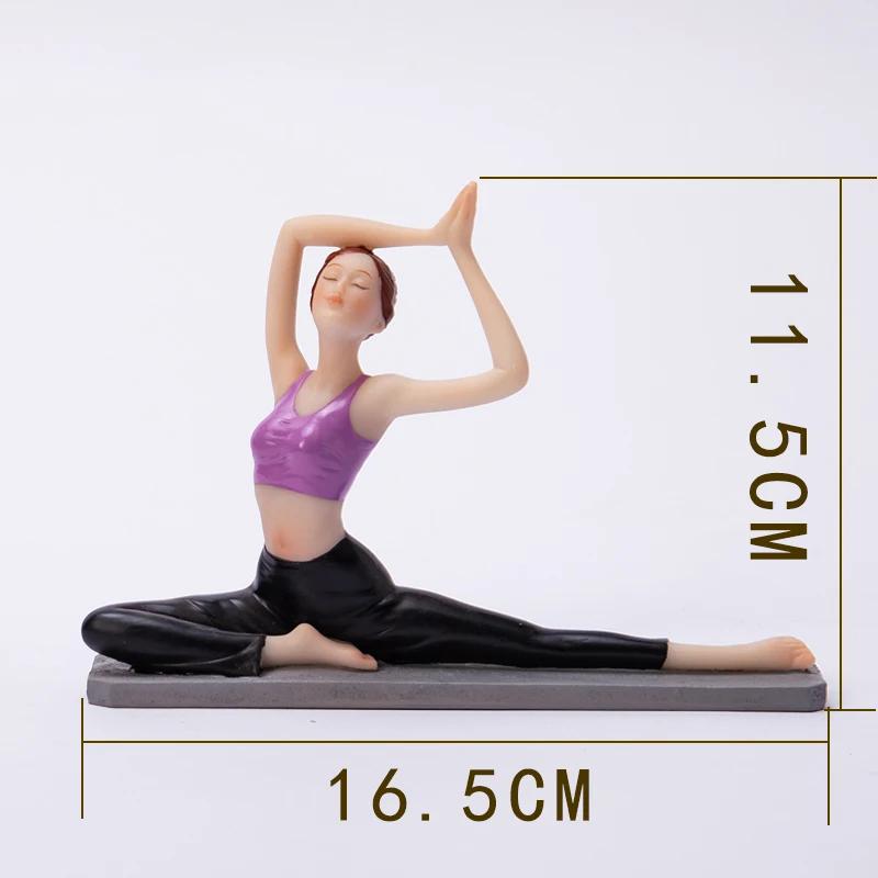 Creative Painted Yoga Girl Figures Statue Crafts Desk Decoration Yoga Sports Character Sculpture Ornaments Room Aesthetics Decor