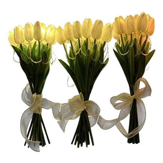 10/15Pcs Tulip Flower Night Light with Bendable Stems LED Bouquet for Home Decor Warm Glow Bedside Lamp for Bedroom Wedding Romantic Gift for