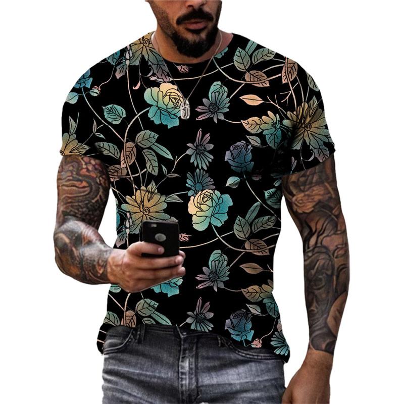 Sommermode Neue Retro Nationalstil Grafik T-Shirts für Unisex 3D-Druck Coole Streetstyle T-Shirts Männer O-Ausschnitt Lässige Tops XL