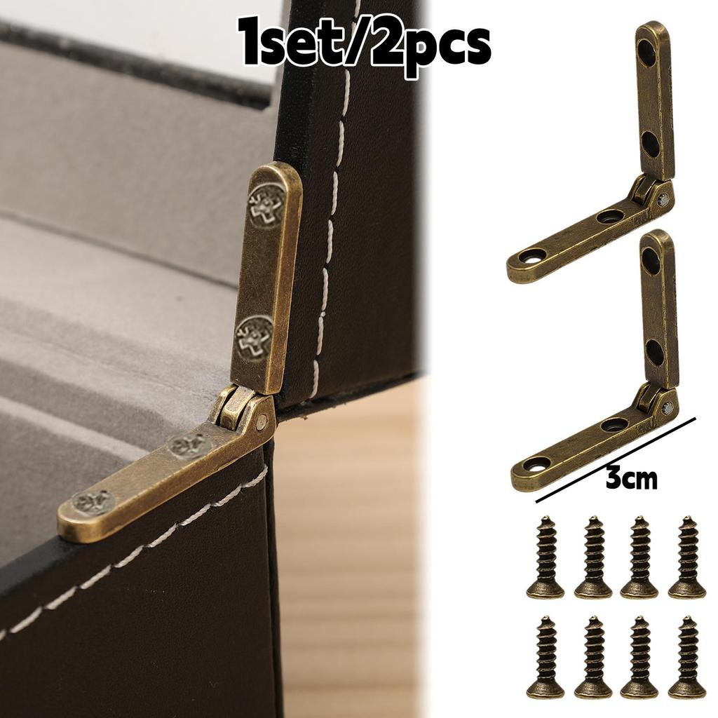 Folding 90 Degree Hinges Metal Fittings Furniture Accessories Wooden Box Jewellery Case Fold Hardware Secure Fasteners Parts Kit