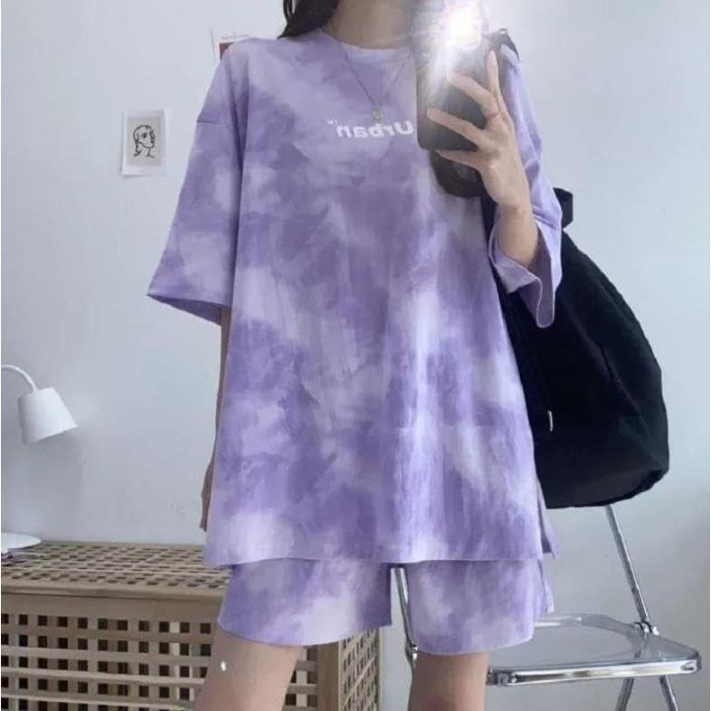 [emptio] Relaxing Wear, Tie Dye Pattern, Shorts, Room Wear, Top and Bottom Set, Women's