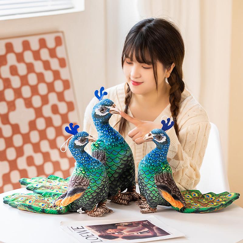 Cute Simulation Animal Peacock Plush Toy Zoo Blue Peacock Doll Children Soothing Pillow Rag Doll