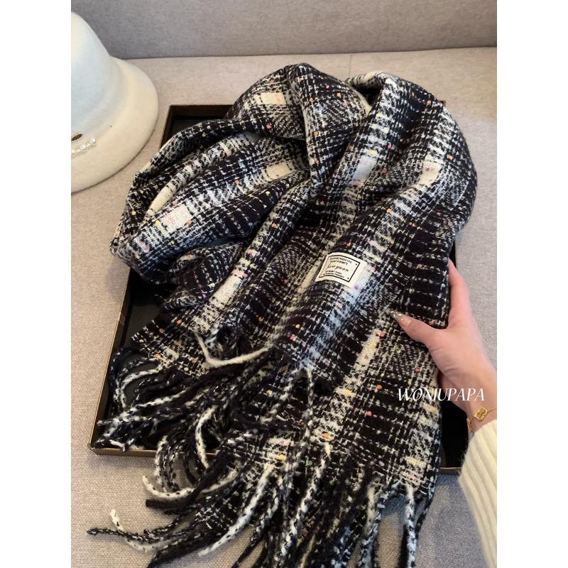 Korean Version Ins White Plaid Scarf for Women New Autumn and Winter Student Couple Fashion Versatile Warm Scarf