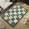 Checkerboard Oil Painting Flower Printed Bathroom Bedroom Floor Mat Anti-Slip Colorful Bathroom Door Carpet Home Decoration