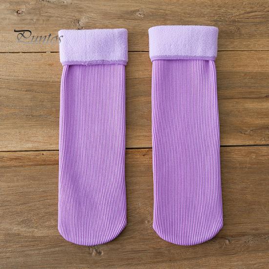 2 Pairs Women Winter Socks Mid-tube Solid Color High Elasticity Keep Warm Lightweight Comfort Warmth Daily Socks Sport Socks