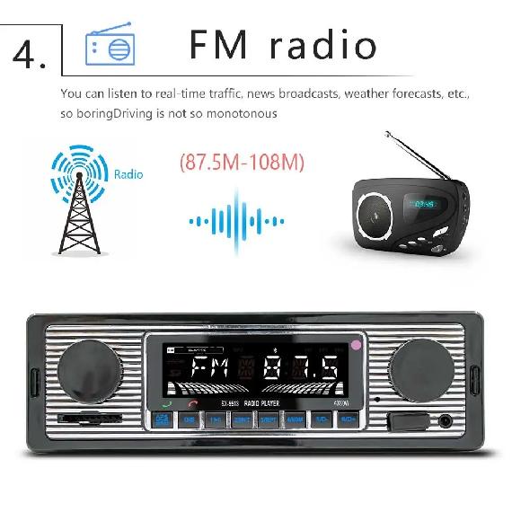1Din MP3 Car Radio Bluetooth Vintage Dual Knob Player Support FM AUX EQ SD Card 12V Multimedia Stereo Head Unit USB TF Player