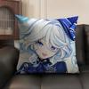 Cute Furina Genshin Impact Cushion Cover Natural Linen Organic Fabric Double-Sided Printing Sofa Home Decor Gift Pillow Case