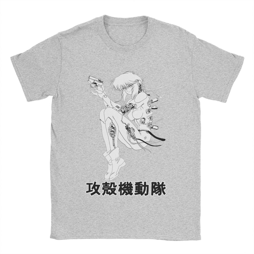 Novelty Motoko Ghost In The Shell T-Shirt Men Round Collar Pure Cotton T Shirts Anime Manga Tees New Arrival Clothes