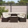 7 Piece Sofa Set with Cushions in Brown and Cream Poly Rattan