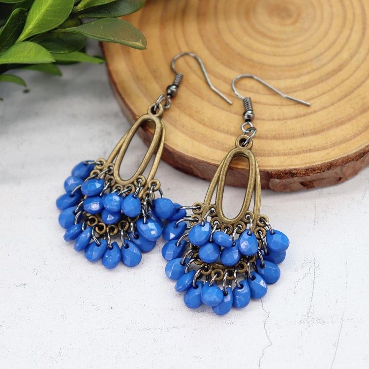 Handmade Retro Exquisite Water Drop Fringed Earrings Women's Long Versatile Temperament Earrings Smart Personality Show Face Thin Earrings