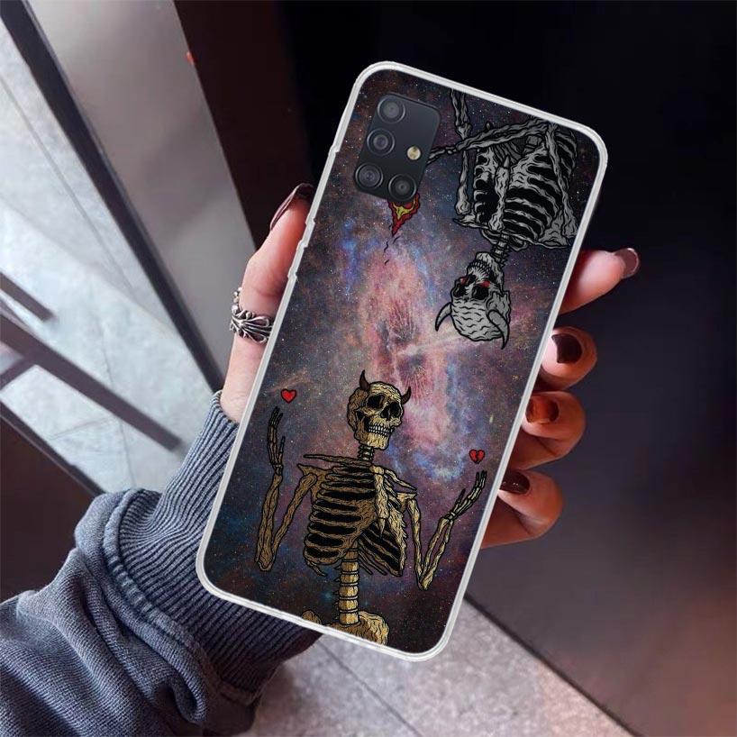 Anatomy Skeleton Heart Lovey Kiss Phone Case For Samsung Galaxy A52 A51 A50S A32 A22 A12 A02S A72 A71 A31 A70 A30S Note 20 Ultra