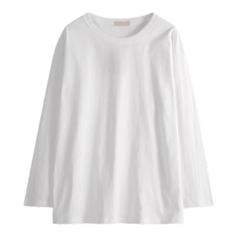 Women's White Long-Sleeve Pullover: Casual, Versatile, Slim-Fit Base Top for Autumn