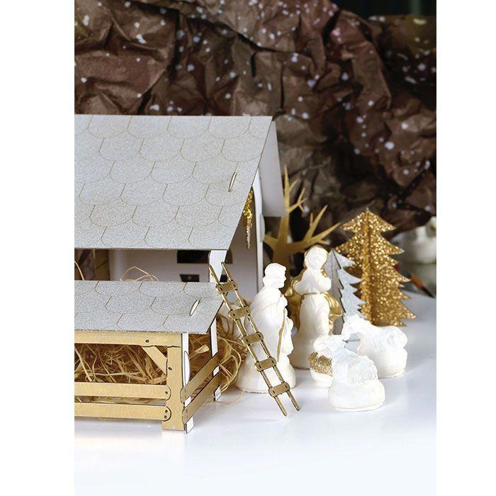 Pre-cut Cardboard Nativity Scene To Build Yourself 29 X 19 X 14 Cm