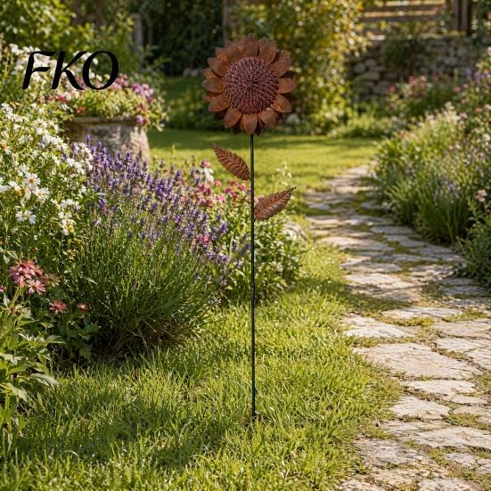 Rustic Metal Garden Stakes Sunflower Stake, Retro Rusty Flower Sculpture, Artistic Decor Ornament for Outdoor Yard Patio Lawn Decoration Decorative