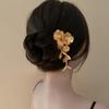 Metal flower with diamond fringed hairpin, sweet and light luxury hairpin on the back of the head, new Chinese high-end hair accessories for women