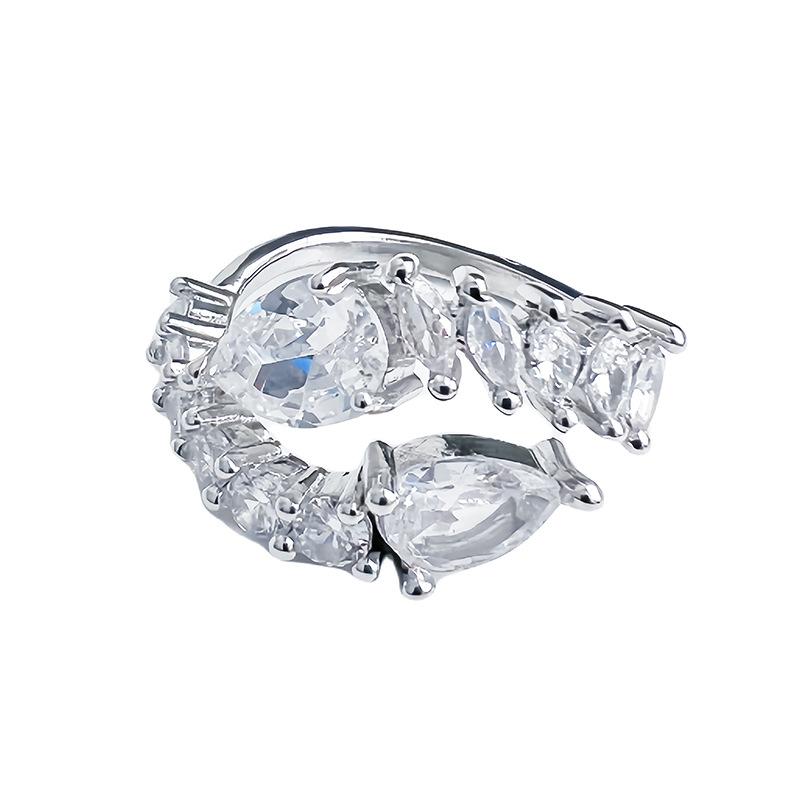 Niche Designer Sweet Ring Light Luxury Zircon Gift Personalized Women'S Suit Stacked Open Ring