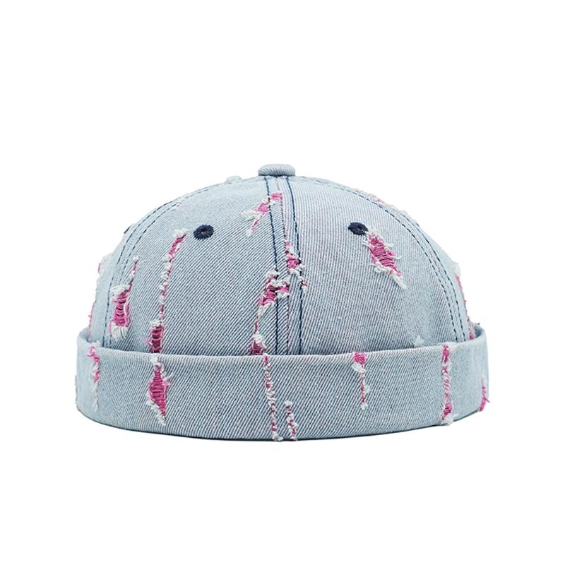 Tear Broken Denim Docker Cap Colorful Brimless Caps Without Visor Adjustable Cotton Polyester Hat Hats Outdoor Street Hip Hop