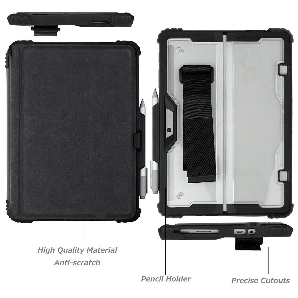 For Microsoft Surface Go 3/2 10.5 Inch/1 Protective Case PC TPU Clear Cover with Kickstand Pencil Holder (No Strap)