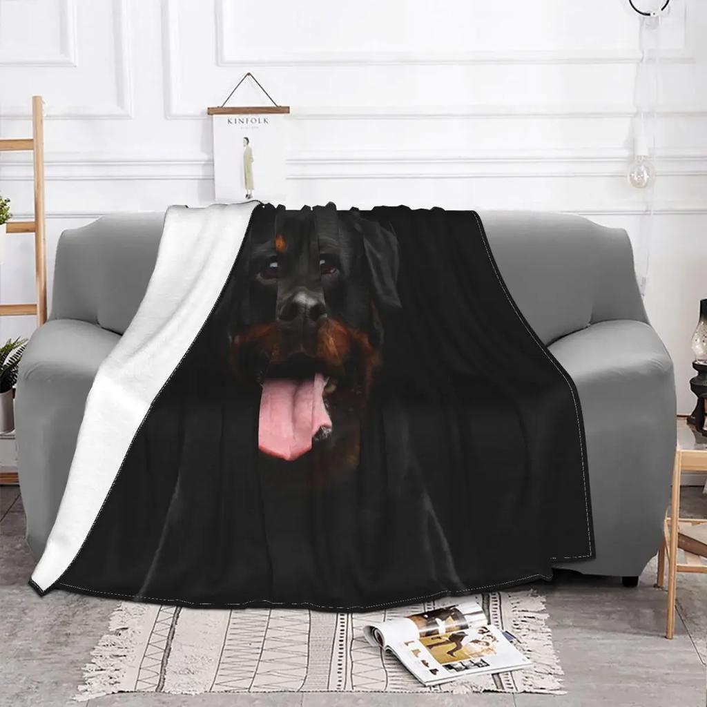 Rottweiler Dog Blanket Flannel Gift for Animal Dogs Lover Lightweight Throw Blankets for Airplane Travel Bedspread Queen Size