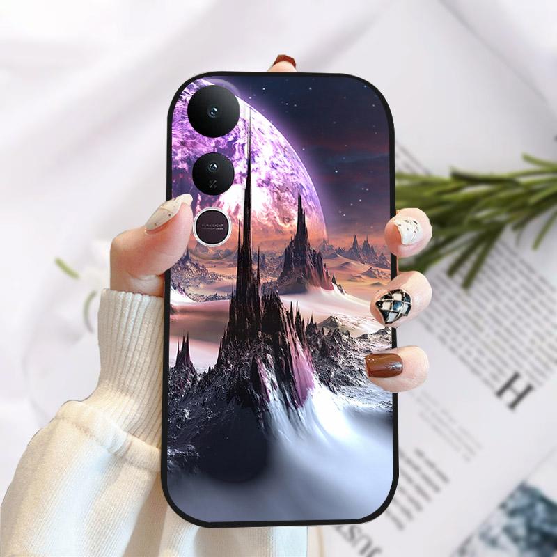 For Vivo V50 Lite 5G Case Fashion Luxury Printed Black Matte Soft TPU Silicone Bumper Cover For Vivo V50Lite 4G Phone Case Funda