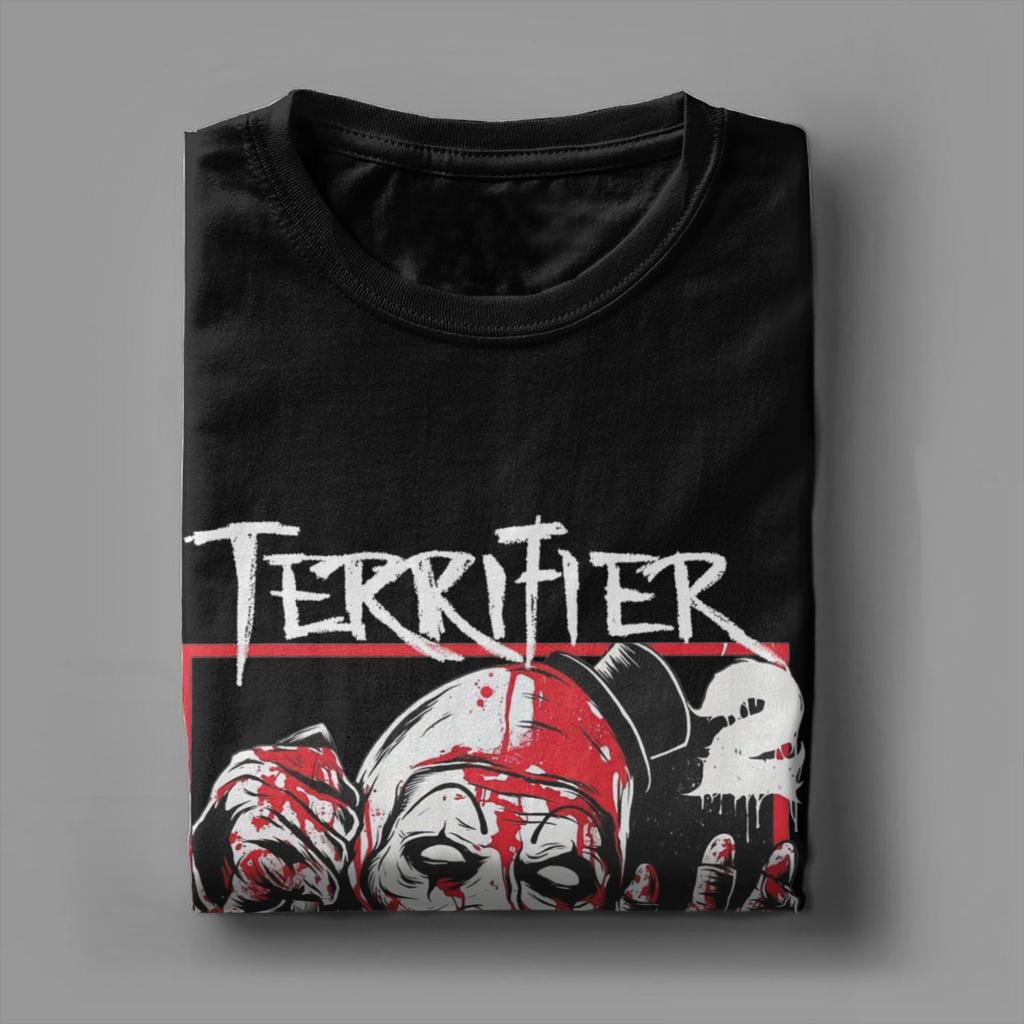 Cool Terrifier 2 Movie Art The Clown T-Shirts for Men O Neck 100% Cotton T Shirts  Short Sleeve Tees 6XL Clothing