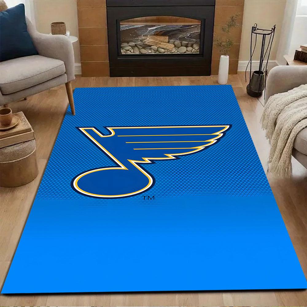 Blue Music Note Logo On Textured Background Patterned Carpet, Non Slip Mat Suitable for Living Room and Bedroom Sofas