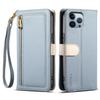 ESEBLE E11 For iPhone 14 Pro Max Case Zipper Pocket Litchi Texture Leather Phone Cover with Mirror and Wrist Strap